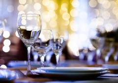 Served table in a restaurant at the holiday eve